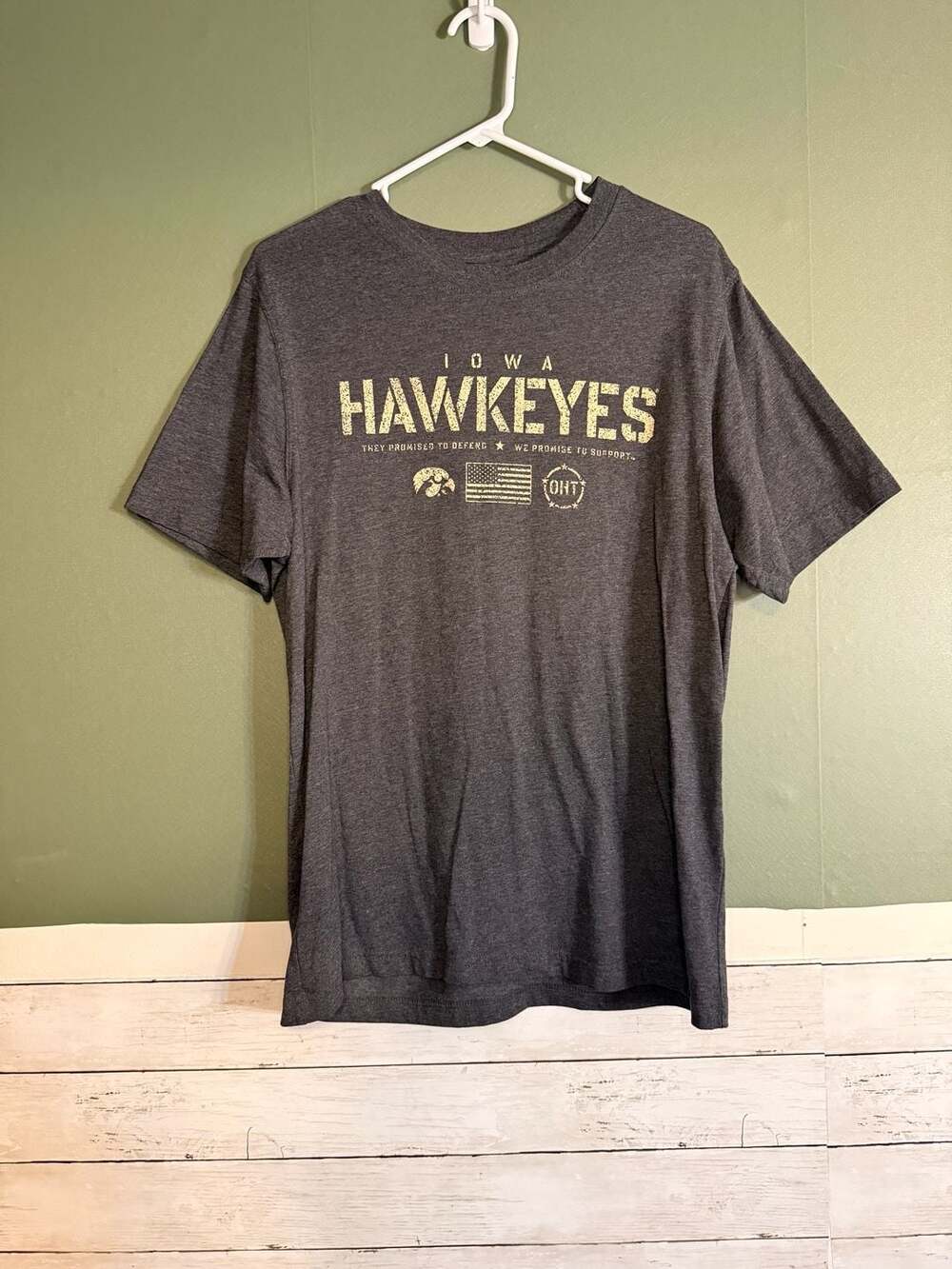 Iowa Hawkeyes OHT Operation Hat Trick Military Appreciation T-Shirt Gray Large